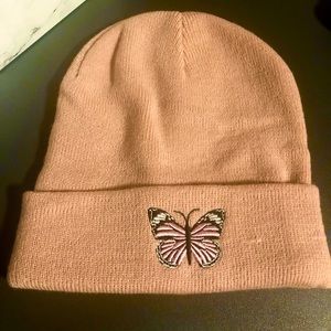 Claire’s Butterfly Dusty Rose Beanie